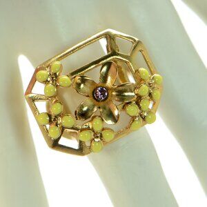 Oscar de la Renta Floral Crystal Ring